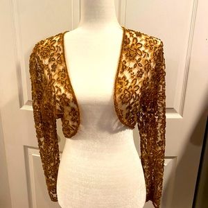 Carmen Marc Valvo - gold beaded bolero